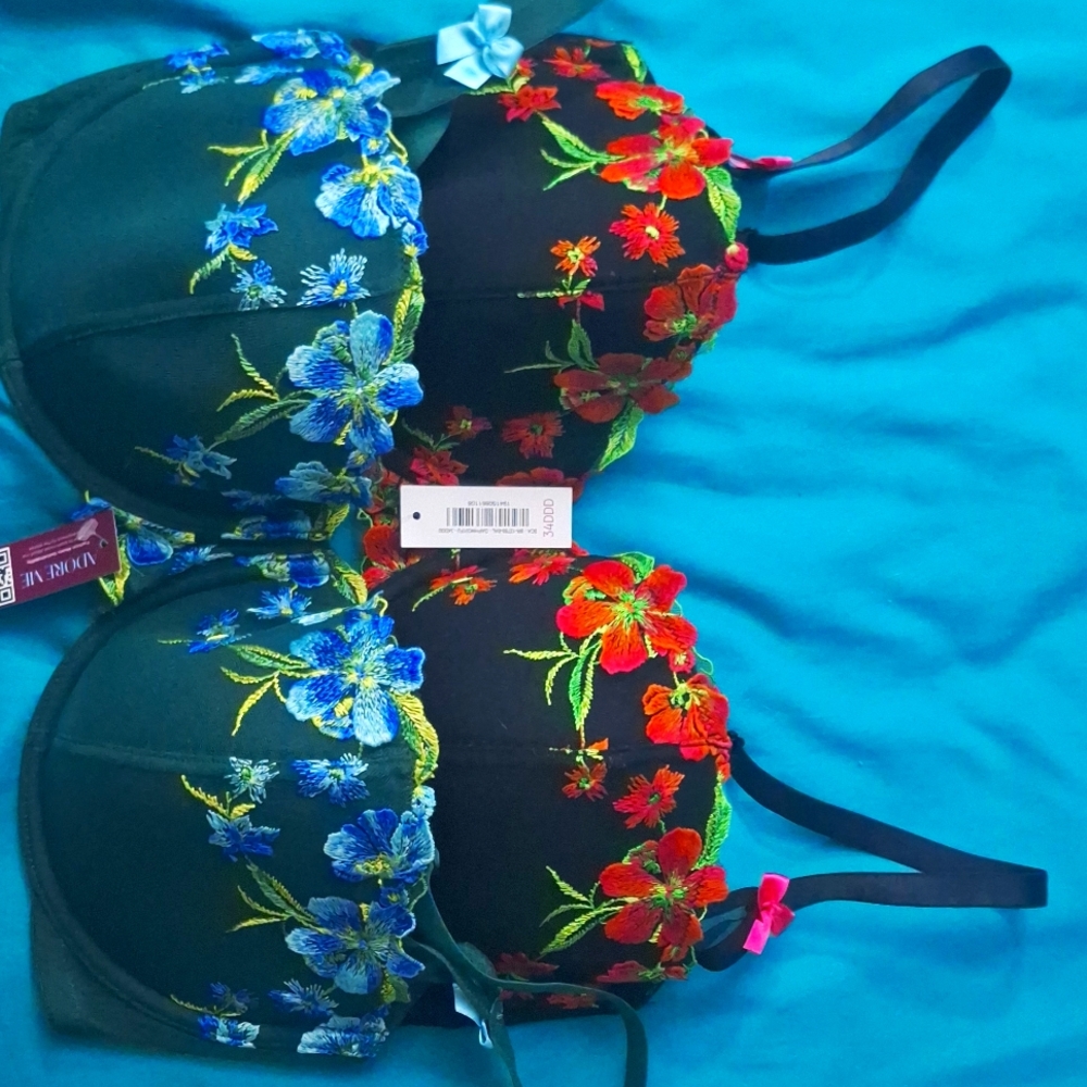ADORE ME 34DDD floral lightly lined push up demi bra